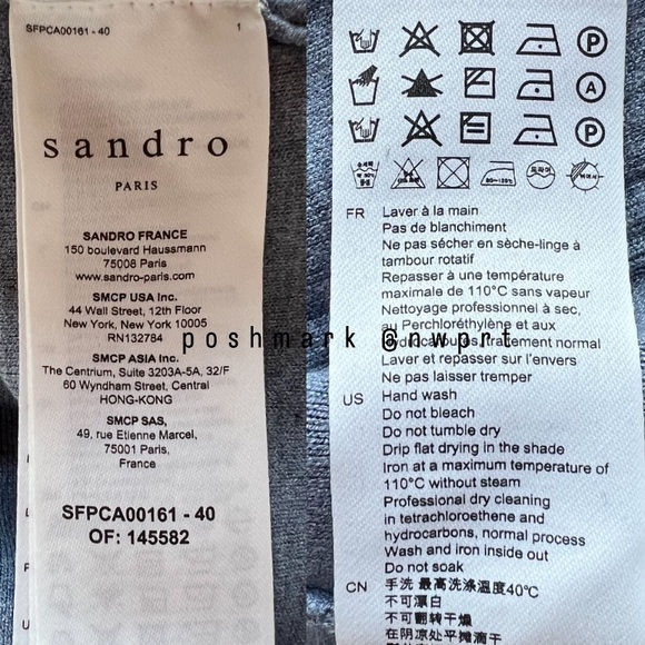 SANDRO Cher Coatigan Cardigan Jacket Sweater Top Bleu Ciel Blue White 0 XS - Picture 10 of 14